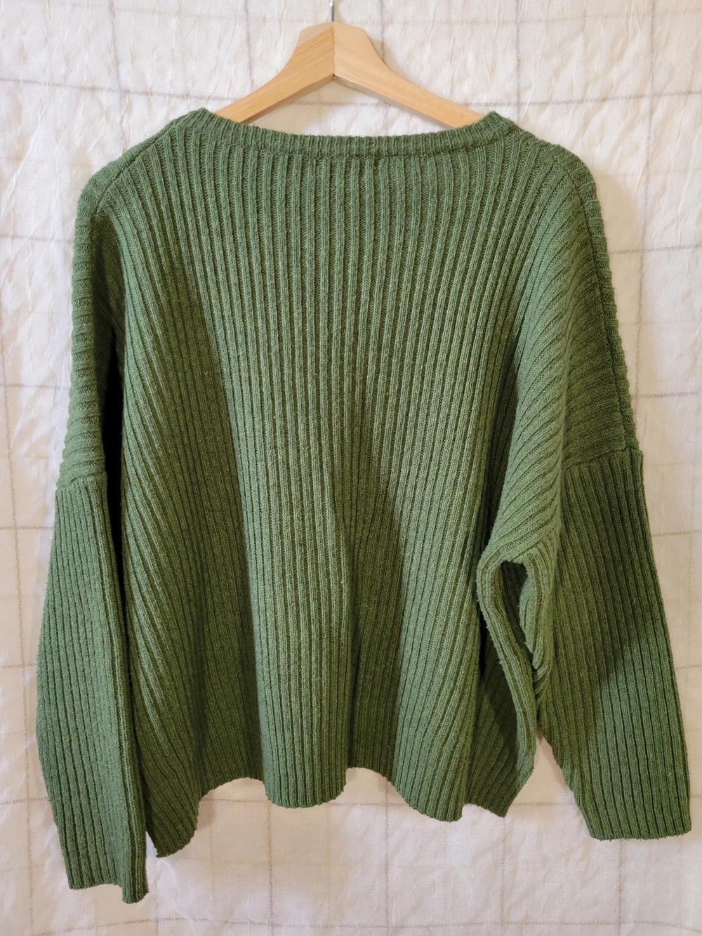 Olive Green Ribbed Sweater - Picture 3 of 6